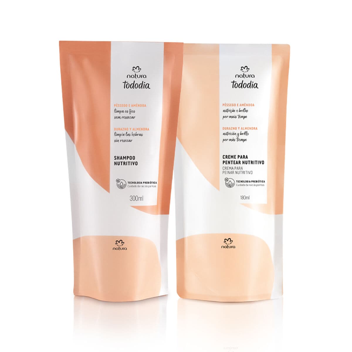 Kit Refil Tododia Shampoo Nutritivo Pêssego e Amêndoa + Creme para Pentear Nutritivo Pêssego e Amêndoa 2 produtos — foto 1