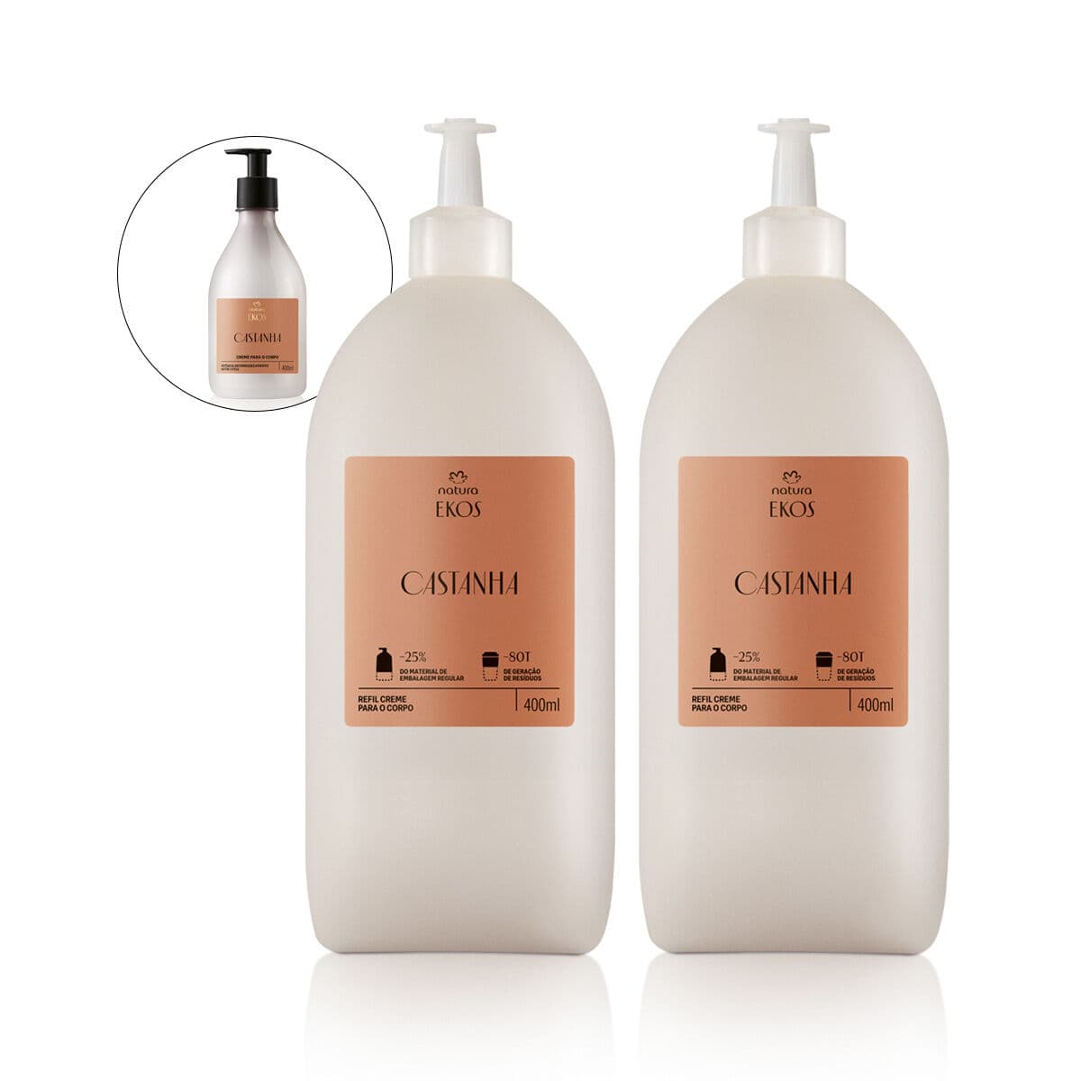 Kit Refil Creme Desodorante Hidratante Natura Ekos Castanha (2 unidades) — foto 1