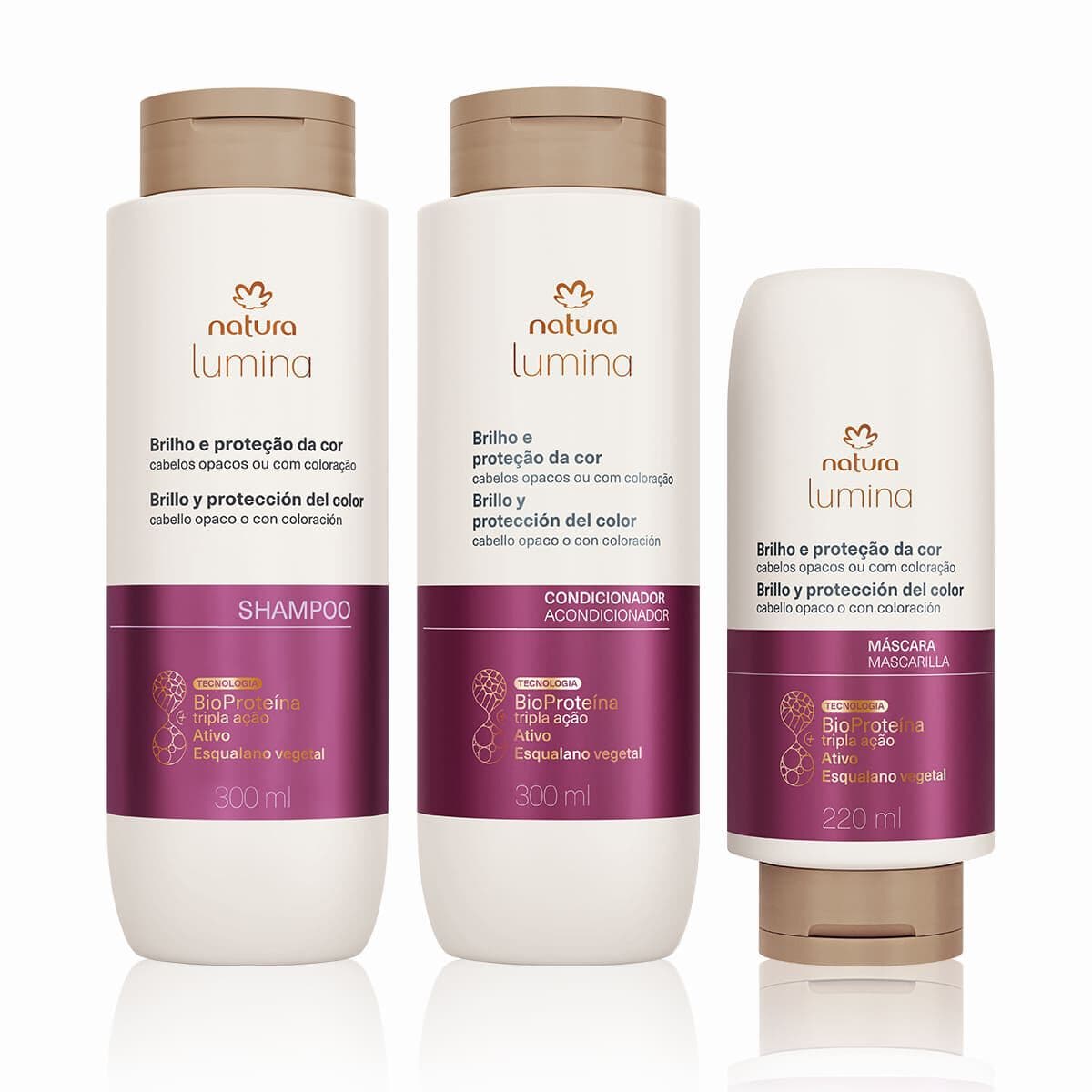 Kit Lumina Brilho e Proteção da Cor Shampoo, Condicionador e Máscara (3 produtos) — foto 1