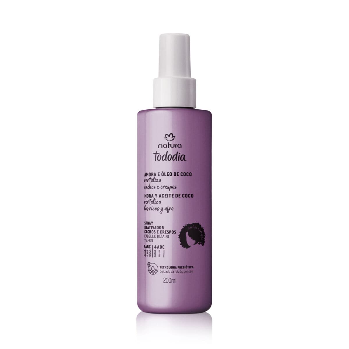 Spray Reativador Cachos e Crespos Tododia Amora e Óleo de Coco 200 ml — foto 1