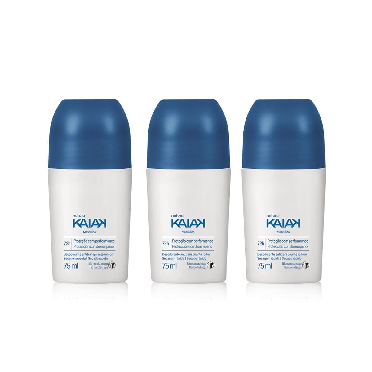 Kit Desodorante Antitranspirante Roll-on Kaiak Masculino (3 unidades) — foto 1