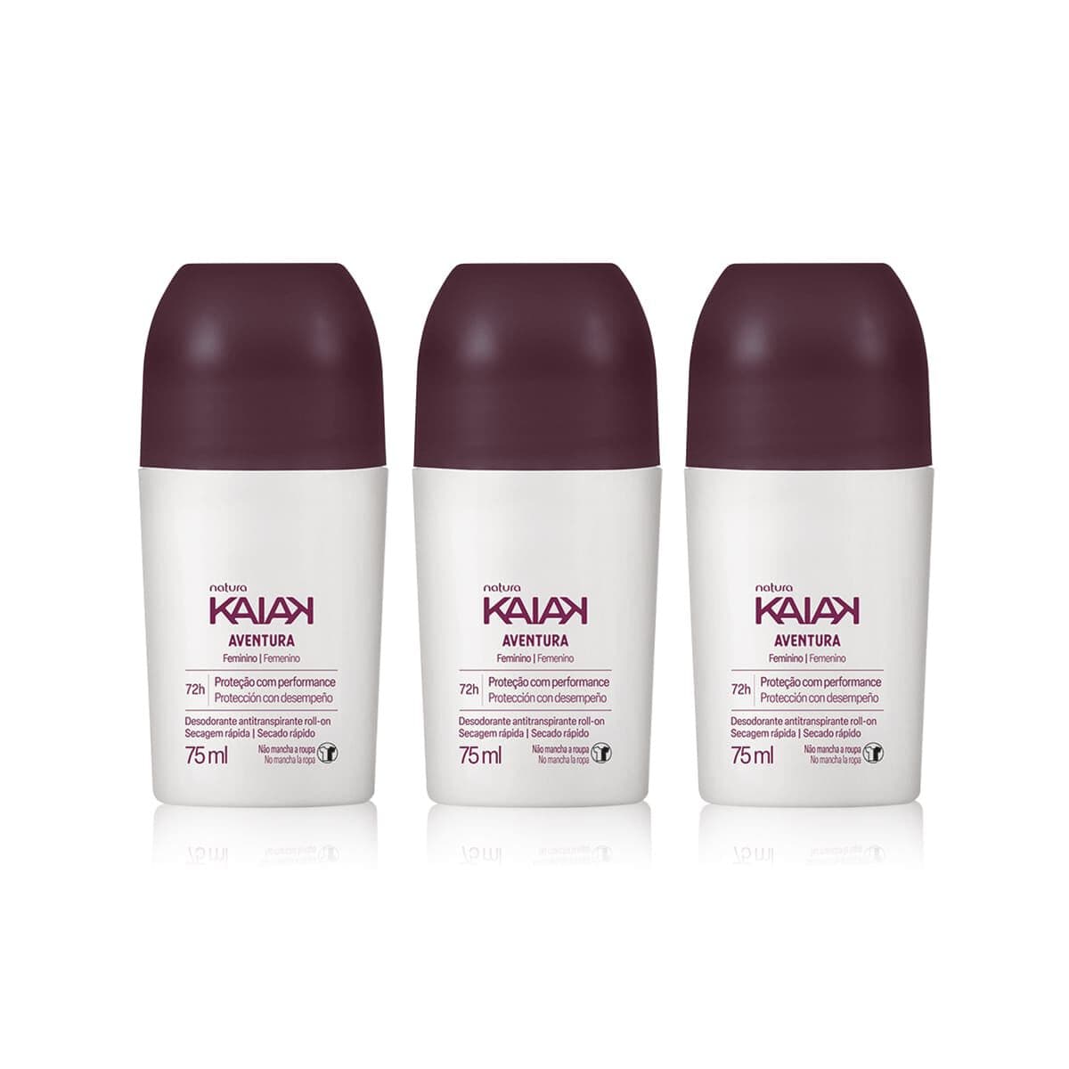 Kit Desodorante Antitranspirante Roll-on Kaiak Aventura Feminino (3 unidades) — foto 1